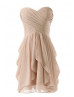 Mini Sweetheart Neckline Chiffon Ruched Knee Length Bridesmaid Dress